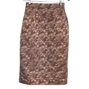 Vintage Floral‎ Jacquard Pencil Skirt Asian Inspired Workwear